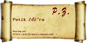 Petik Zóra névjegykártya